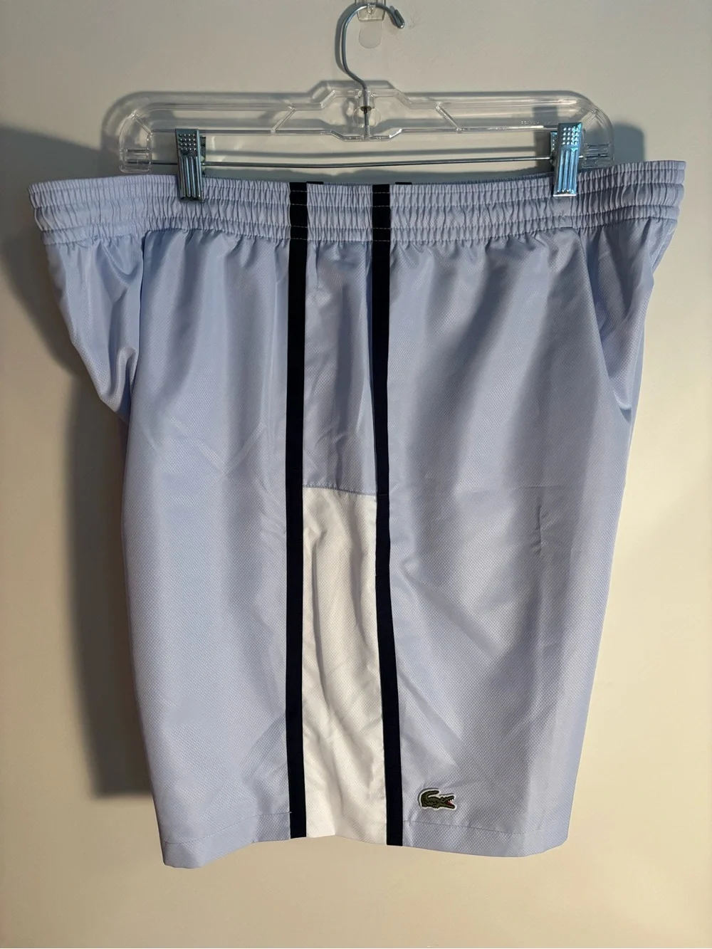 Lacoste Men’s Light Blue Shorts with Navy Stripe